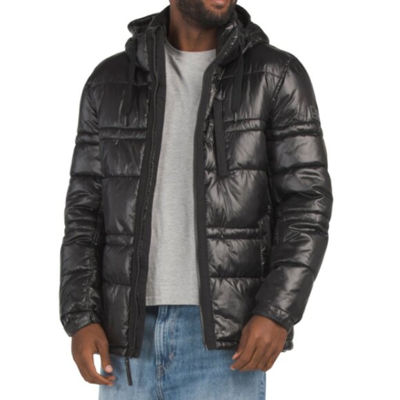 NEW ANDREW MARC Gotham Puffer Jacket With Removable Hood black for men 1025 8m4 - Picture 1 of 5